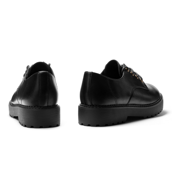 Classic Lace-Up Oxford Shoes - BLACK PU - 2